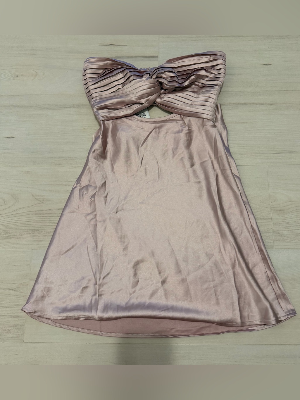 Princess Polly Pink Satin Strapless Twist Mini Dress Nwt